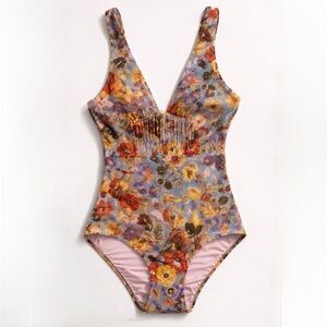 Chelsea & Violet Floral One Piece Swimsuit XS Vintage Style Corset EUC